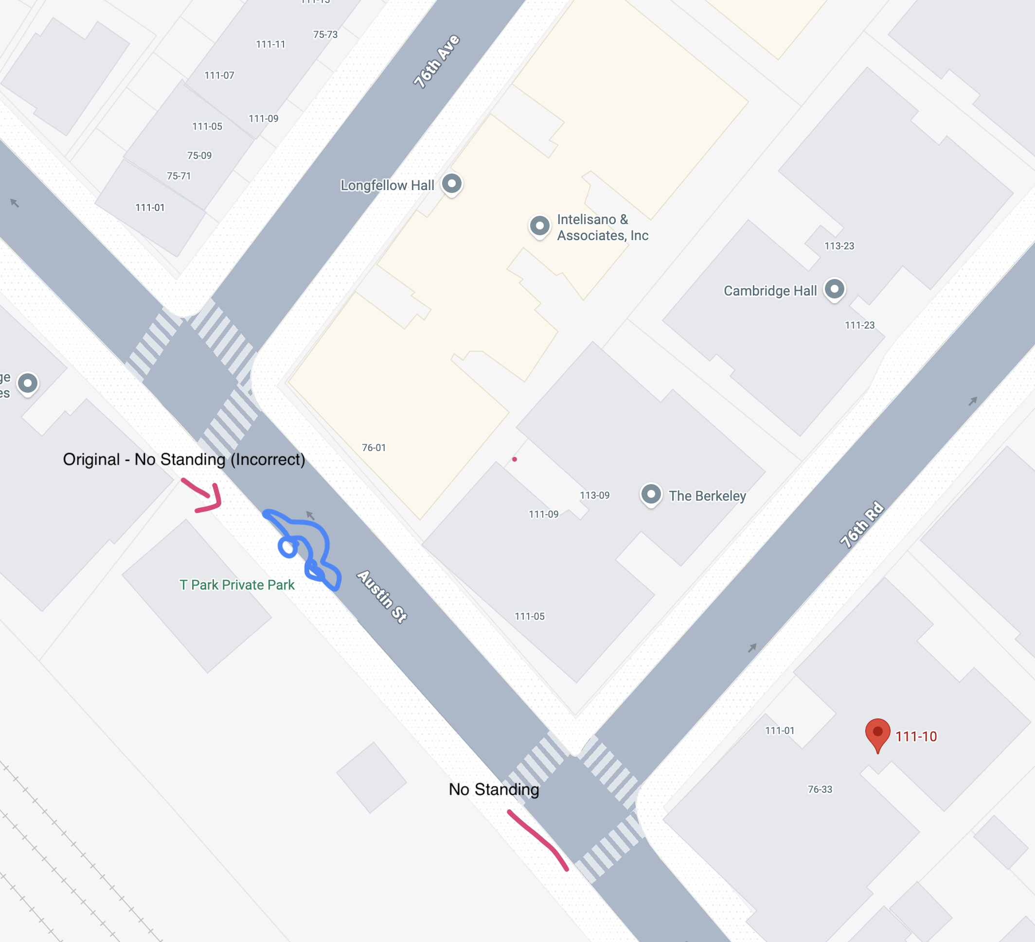 Map of the parking dispute area